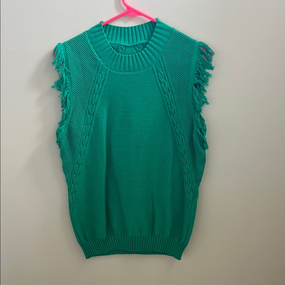 Emerald Sleeveless Cable Knit Sweater